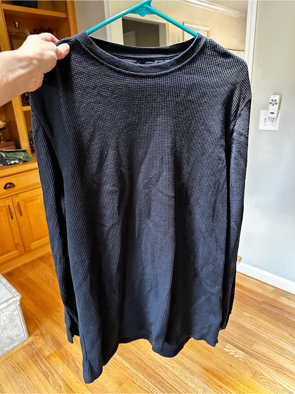 Amazon Essentials Black Long-Sleeve Waffle Thermal Shirt
